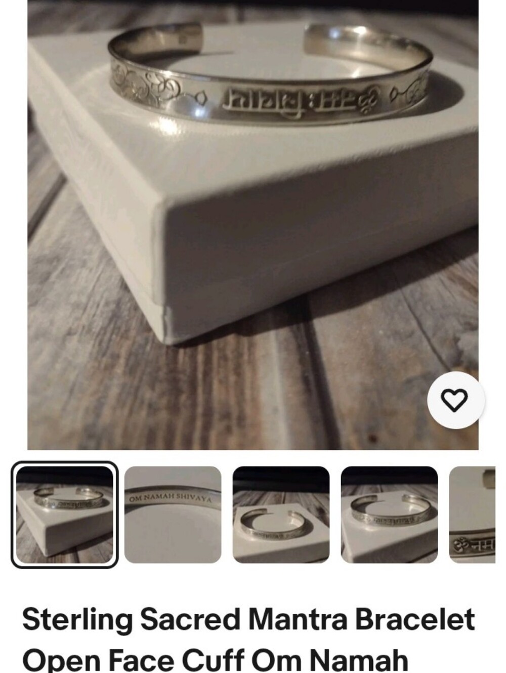 Sterling Silver Open Cuff Bracelet with Sacred Mantra 925 Om Namah Shay